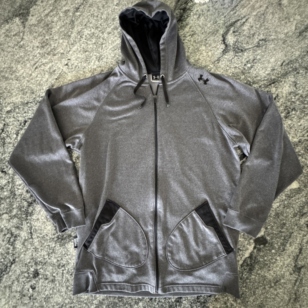 Under Armour Hoodie Mens Large Gray Full Zip Sweatshirt Protect This House #928‎